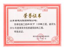 和天下14#樓被評(píng)為2016年度萊蕪市優(yōu)質(zhì)結(jié)構(gòu)工程